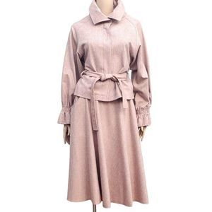 Vintage Pink Skirt Suit 70s Wool Office Wear M 8 10 Junior Belle